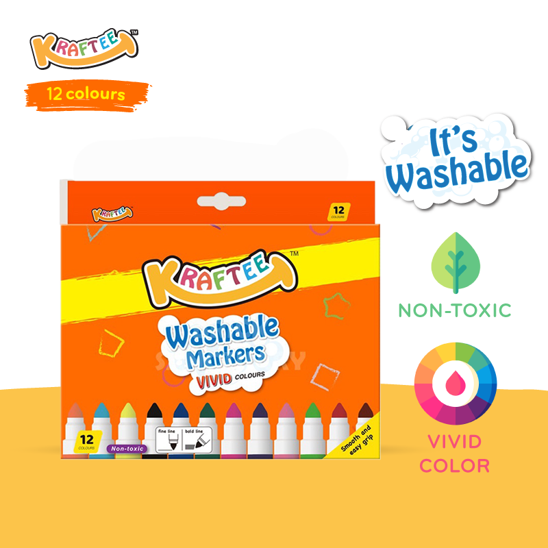kraftee 12ct washable markers cover