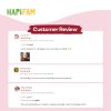 Astra Family A customer review page for HAPIMOMS® Lactation Cookies Trial Pack, featuring testimonials about the effectiveness of their natural breast milk increasing food, Hapi Moms Mixed Berries.