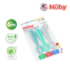 Astra Family A package of Nuby 3 Stage Dipping Spoons, including the Nuby Garden Fresh Silicone Spoon with a hygienic case, in blue and green.