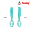 Astra Family A blue and white Nuby 3 Stage Dipping Spoons.