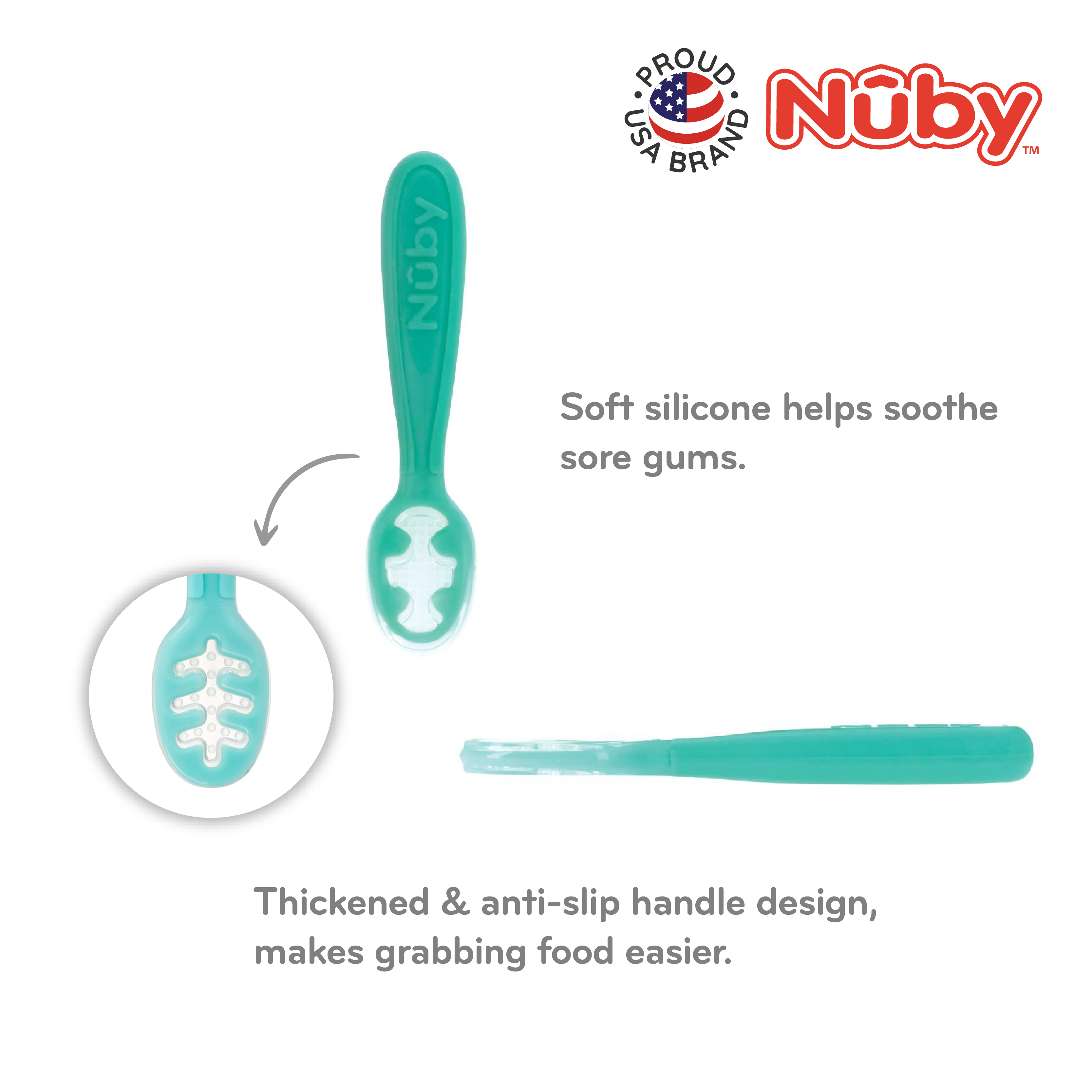 Nuby 3-Stage Silicone Baby's First Spoons - 6+ Months