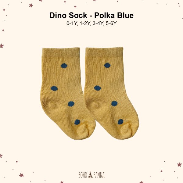 bohopanna basic dino sock polka blue