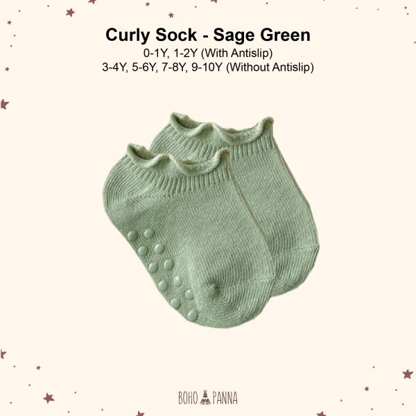 bohopanna curly sock sage green