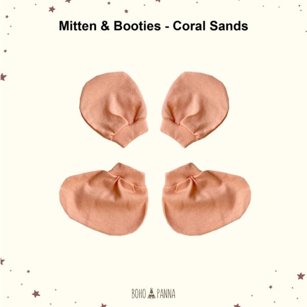 bohopanna mitten & booties coral sands