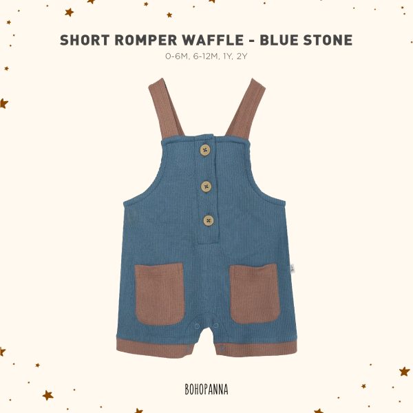 bohopanna short romper waffle blue stone
