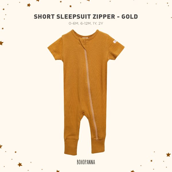 bohopanna short sleepsuit zipper gold