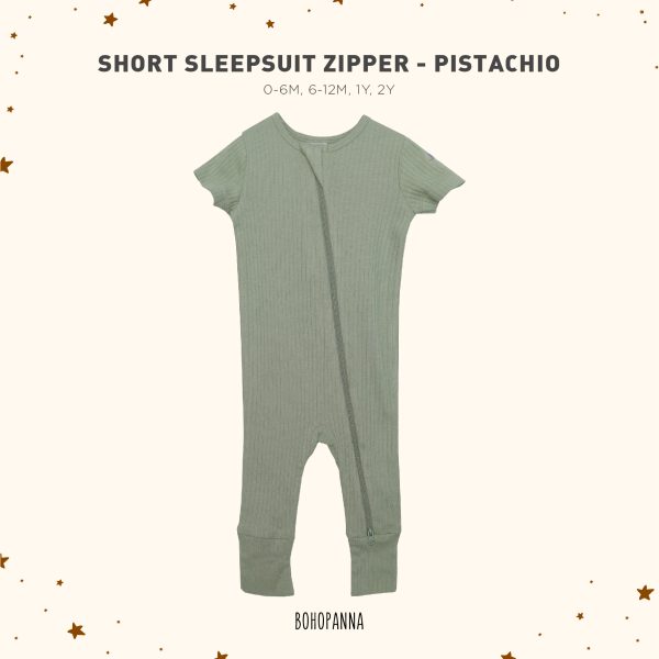 bohopanna short sleepsuit zipper pistachio