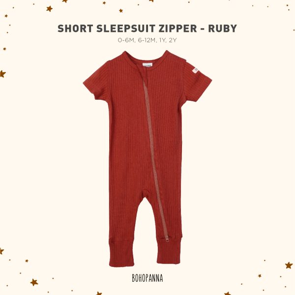 bohopanna short sleepsuit zipper ruby