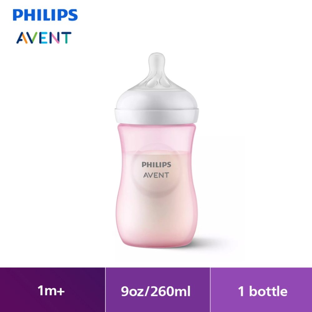 pa natural response baby bottle 1m 9oz260ml pink scy90311(2)