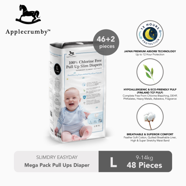acsepul48 applecrumby™ slimdry diapers mega pack baby pull ups diaper (l48) 01
